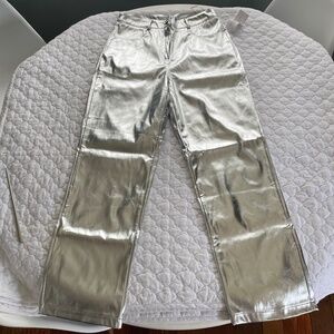 NWT 12th Tribe Silver Metallic Pants